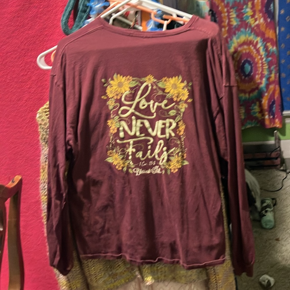Blessed Girl Maroon Sunflower Long Sleeve Shirt - Picture 3 of 4